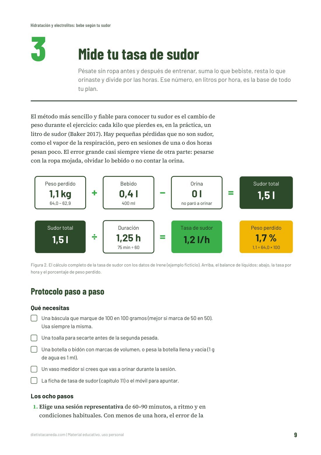 Página 9 de la guía Hidratación y electrolitos: bebe según tu sudor